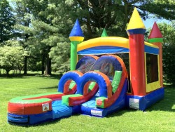 Modern Rainbow Bounce House Combo - Wet Slide